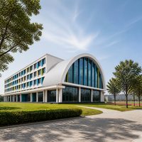 Bâtiment scolaire en structure métallique pour la croissance des élèves, avec baies supplémentaires, deuxième étage, mêmes composants, campus fonctionnant pendant la construction
