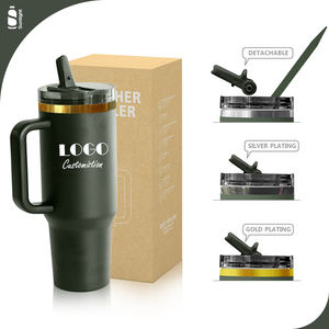 Produits tendance 2025 nouveautés gobelet anti-fuite 40 oz tasse à café tasse de voyage Logo personnalisé plaqué or tasse thermique de café - Product Image 1