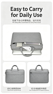 Custom Logo Oxford Fabric Laptop Bag 13/14/15/15.6 Inch Water Resistant Shockproof Travel Handbag with Pockets Straps - Product Image 3