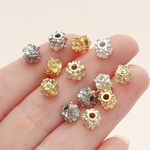 18k Gold Plated Flower Spacer Beads <b>Copper</b> DIY Jewelry Making For <b>Bracelet</b> Accessories 6mm Round Shape - Product Image 3