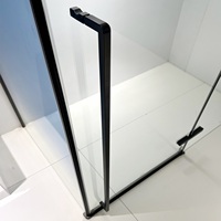 Paroi de douche FUSA pour cabine de douche, 1 porte à charnière, 1 panneau fixe, verre trempé 8 mm, cadre en acier inoxydable 304, OEM