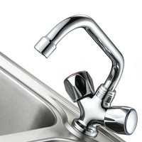 Robinet de cuisine et de salle de bain industriel à double poignée, à montage sur pont, en laiton massif, à haut débit, avec cartouche en laiton ou en céramique en option