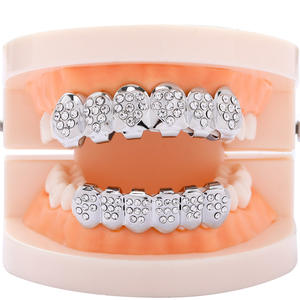 BES Hip Hop Plaqué Or <span class=keywords><strong>Diamant</strong></span> Grilles À Dents Or Argent Grilles Ensemble De Mode Corps Bijoux Dents Haut Bas - Product Image 5
