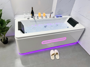 59 pollici interno semplice stile senza soluzione di continuità Freestanding acrilico vasche da bagno con sedile, Stand Alone idromassaggio idromassaggio vasca da bagno - Product Image 2