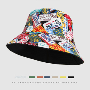 Vintage number collage <b>bucket</b> <b>hat</b> casual cotton sun <b>hat</b> foldable <b>reversible</b> outdoor fishing camping festival use - Product Image 3