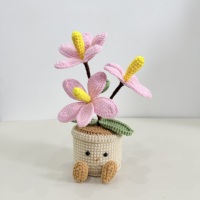 Nouvelle fleur artificielle en crochet violet faite à la main, tournesol en pot, pour la décoration de bureau, de maison ou de bureau, cadeau mignon.