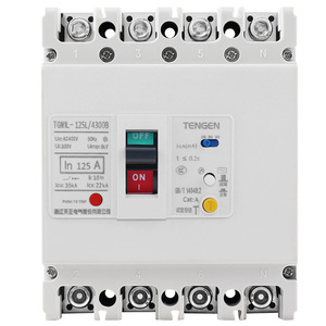 เท็นเก้น TGM1L-125L 125A เซอร์กิตเบรกเกอร์แบบขึ้นรูปพร้อมระบบป้องกันกระแสไฟตกค้าง สามเฟส สี่สาย - Product Image 4