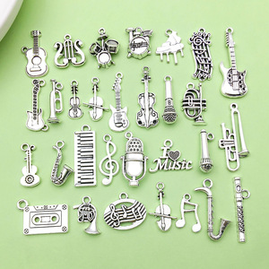 Antique Silver Musical Instrument Charms 30 Styles For DIY Jewelry Accessories Unisex Everyday Wear - Product Image 1