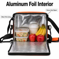 Sac isotherme imperméable orange, taille moyenne, poche avant, bandoulière, doublure en aluminium, carton rigide, sac de livraison de nourriture