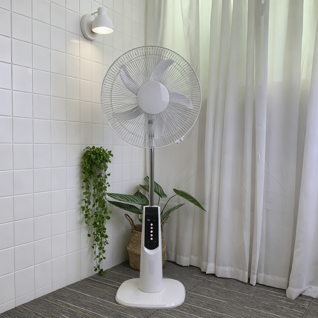 Solar Rechargeable 16 Inch Floor Fan 5000mAh Lithium Battery AC DC Pure Copper Motor Portable Camping Outdoor