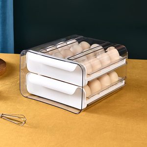 Hot Selling Kitchen Egg Trays Holder Cheap Transparent Stackable Plastic 2 Layer Grids Drawer Type Refrigerator Egg <b>Storage</b> <b>Box</b> - Product Image 3