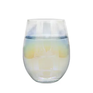 사용자 지정 다채로운 와인 시음 안경 저렴 한 계란 유리 컵 황금 Stemless 와인 유리 레드 또는 화이트 와인