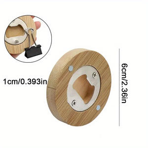 Abrebotellas con imán de bambú ecológico con logotipo personalizado Abrebotellas de cerveza de calidad - Product Image 4