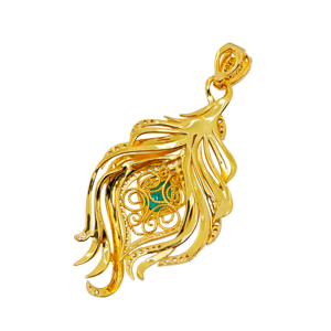 Pendentif en argent 925 plaqué or 18 carats avec émeraude de laboratoire, certifié NGTC, unisexe, pour un usage quotidien, cadeau d'anniversaire de mariage, par UM Jewelry - Product Image 4