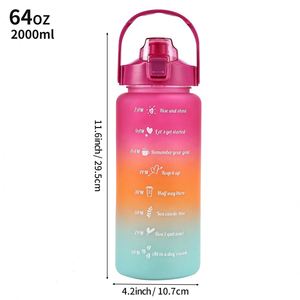 <b>Large</b> Capacity Outdoor Straw Sports Kettle Color-Changing Frosted PC Plastic Water Bottle BPA-Free Plastic Straw for Camping - Product Image 1