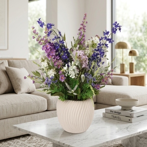 Bouquet di Fiori Artificiali Misti con Delphinium Viola, Composizione di Fiori Finti Lavanda e Bianchi per Decorazione Tavola Casa - Product Image 4