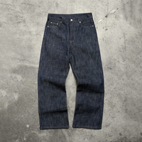 Jeans en denim à lisière indigo bruts japonais personnalisés pour hommes pantalon en denim épais vintage large coupe droite non lavé