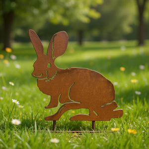 <b>Metal</b> Bunny Yard <b>Stake</b> Outdoor Garden Decoration Animal Art Easter Theme Painted Finish Home Decor - Product Image 2