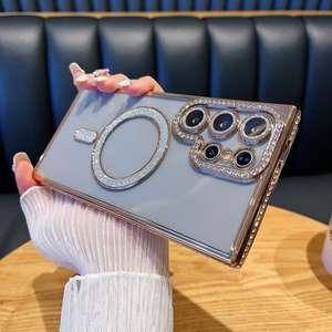 <span class=keywords><strong>Coque</strong></span> de téléphone magnétique en strass électrolytique de luxe pour Samsung <span class=keywords><strong>S22</strong></span> <span class=keywords><strong>Ultra</strong></span> Film d'objectif <span class=keywords><strong>Coque</strong></span> de conception <span class=keywords><strong>transparente</strong></span> antichoc en TPU - Product Image 4