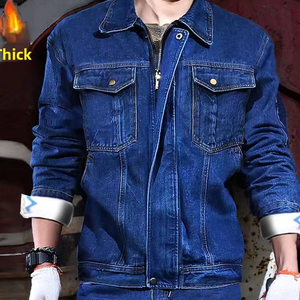 Traje de Mezclilla Ignífugo y Resistente a las Llamas para <span class=keywords><strong>Soldador</strong></span>, Grueso, Resistente al Desgaste, de Algodón para Hombre, Otoño Invierno, Eléctrico - Product Image 4