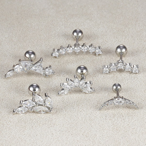 Orecchini <span class=keywords><strong>Piercing</strong></span> in Acciaio Inossidabile <span class=keywords><strong>Argento</strong></span> e Oro Rosa, 3 Colori Misti, per Conch, Helix, Tragus, Daith, 6mm, Regalo di Nozze - Product Image 3