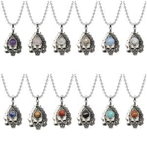 Haute qualité en acier inoxydable longue chaîne à maillons Nature pierre ronde charmant pendentif <span class=keywords><strong>collier</strong></span> bijoux avec une pierre précieuse à bas prix - Product Image 1