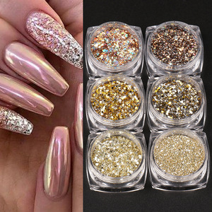 Ensemble de 6 pots de paillettes brillantes couleur champagne pour ongles, application facile, pour décorations d'ongles automne-hiver - Product Image 2