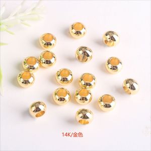 Lisheng Jewelry 18K Gold Plated Copper <b>Beads</b> <b>Large</b> Hole Round Loose <b>Beads</b> For DIY Necklace Bracelet Jewelry Making Supplies - Product Image 4