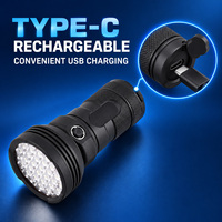 Lampe torche LED rechargeable USB-C W5202-1 noire, 31 LED, étanche IP54, en alliage d'aluminium, autonomie 4-5h, 5500lm, 4500mAh