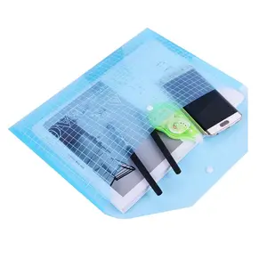 공장 직접 공급 사무용품 문구 파일 가방 PVC 투명 스냅 버튼 18C 정보 가방 A4 컬러 폴더