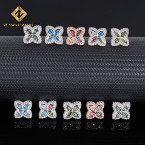 Vente flash Boucles d'oreilles en moissanite colorées Bijoux fins Argent sterling 925 Moissanite VVS Boucles d'oreilles à clous Hip Hop Bijoux RTS - Product Image 4