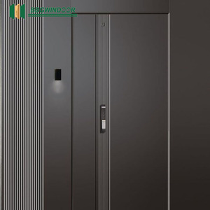 Lukliving Porte d'entrée pivotante de luxe moderne en acier inoxydable noir, design italien grand format, pour villa, sécurité extérieure ignifuge - Product Image 2