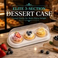 3 boîtes d'emballage pour petits gâteaux jetables, écologiques, transparentes, étanches, avec couvercle, en plastique PET transparent