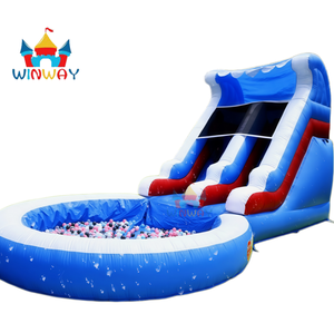 Tobogán Acuático Inflable Azul de 24x13x12 Pies <span class=keywords><strong>con</strong></span> <span class=keywords><strong>Piscina</strong></span> o <span class=keywords><strong>Piscina</strong></span> de Pelotas, Precio de Mayoreo Directo de Fábrica para Niños, Diversión Acuática - Product Image 1