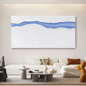 Grande toile d'art murale, décoration intérieure, peinture minimaliste blanche de luxe, peinture artisanale, décoration murale pour la maison - Product Image 4