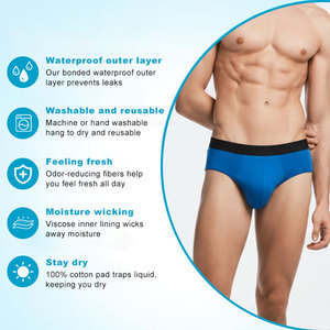 Sous-vêtements d'incontinence <span class=keywords><strong>pour</strong></span> hommes de taille personnalisée Lavables Réutilisables Anti-fuites Slips d'incontinence Culottes d'incontinence - Product Image 4