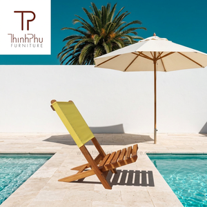 Chaise de plage portable de luxe moderne en pin massif, best-seller - Design contemporain, imperméable, légère, pour usage extérieur - Product Image 1