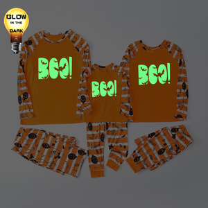 Conjunto de Pijama Feminino de Halloween que Brilha no Escuro, Roupa de Casa e Lazer, Pijama de Manga Comprida com Estampa de Abóbora e Calça Jogger para Festa do Pijama - Product Image 2