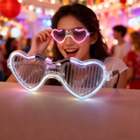 Stores de fenêtre en forme de cœur LED, verres à lumière froide, plastique, néon, luminescence multicolore, luminescence dans le noir, fête, événement, festival, Noël