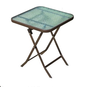 पोर्टेबल आउटडोर टेम्पर्ड ग्लास तह टेबल-छोटे गोल टेबल, स्क्वायर टेबल होम डाइनिंग टेबल, पेटियो कॉफी टेबल - Product Image 3