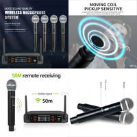 Système de microphone sans fil professionnel Demao à 4 canaux Microphone de performance de scène d'église de karaoké à main