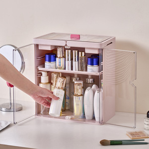 Cosmetic Storage Box Large Capacity Foldable Desktop Dustproof Skincare Rack With <b>Drawers</b> <b>Makeup</b> Organizer 20L-30L - Product Image 2