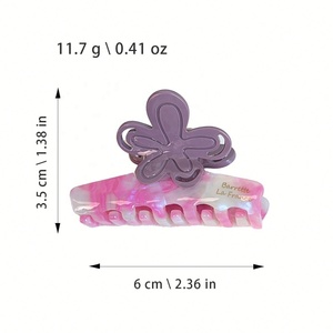 Vente en gros de pinces à <span class=keywords><strong>cheveux</strong></span> en acétate 3D à fleurs, colorées, élégantes, géométriques, 6 cm, aspect haut de gamme, pour femmes, personnalisation possible - Product Image 5