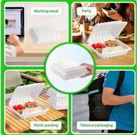 Boîte alimentaire jetable en PP blanc, type clamshell, avec charnière, pour plats à emporter, pour restaurants, vente en gros