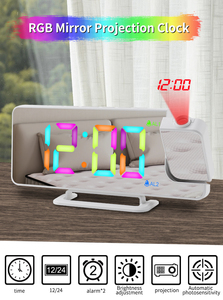 Đồng hồ báo thức kỹ thuật số bảng chiếu LED bảng nhỏ hàng đầu đồng hồ kỹ thuật số RGB máy chiếu Đồng hồ thời gian 4 màu thay đổi - Product Image 4