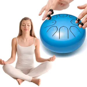 Instrumen perkusi Drum baja karbon 6 inci kualitas tinggi dengan 8 nada Logo kustom untuk meditasi pegangan Drum lidah
