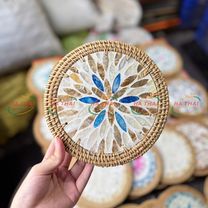 Grands sous-verres nacre sous-verres tasse tapis coloré rond coquillage tasse tapis de haute qualité - Product Image 6