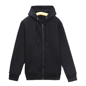 Autumn Winter Fleece Lined Thick Hooded Zipper Sweatshirt Cotton <b>Long</b> <b>Sleeve</b> Dark Blue Black <b>Navy</b> Blue Bright Red Orange Light - Product Image 1