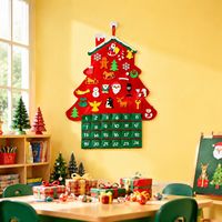 Calendrier de l'Avent en feutre réutilisable ChengNuo YiBai, arbre de Noël, compte à rebours de 24 jours, décoration murale en tissu de Noël, ornements détachables