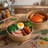 Bol en papier kraft jetable écologique avec revêtement PE/PLA personnalisé, emballage pour soupe chaude, bol en papier pour ramen